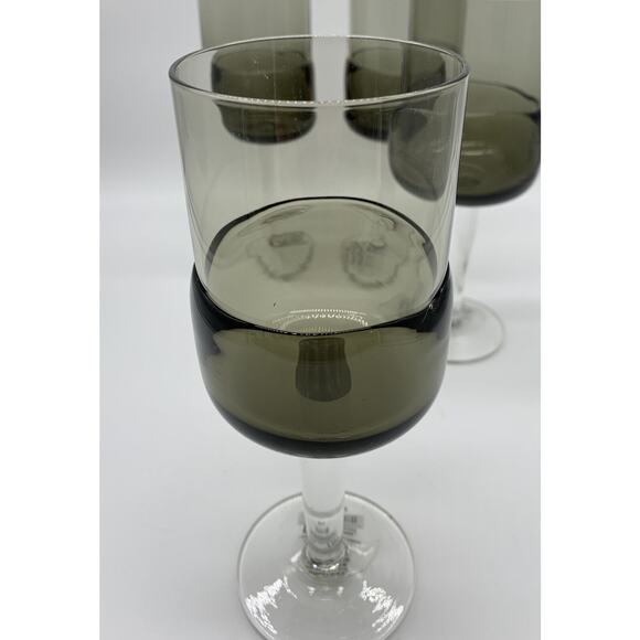 Pier 1 Goblet Black 12 Oz Double Dip Mouth Blown MCM Style Bar Ware Set Of 4 - Picture 4 of 6